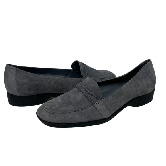 Easy Spirit Loafers Womens 8 Shoes Flats Cushion Comfort Leather Suede Work Gray - Picture 1 of 13